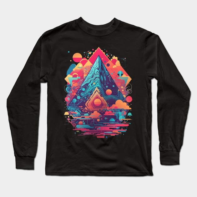 Abstract Geometric Design Long Sleeve T-Shirt by Trip Tank